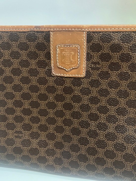 Celine Handbags - VTG a Celine Brown Triomphe Clutch